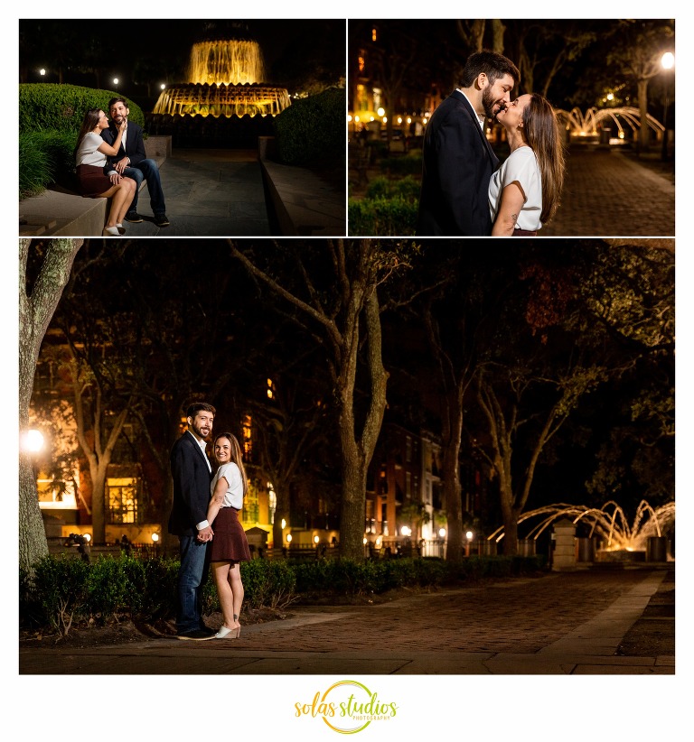Night Engagement Session Photos Charleston Waterfront Park